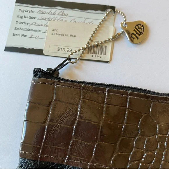 Lot of 2 Leather Marble Hip Bags Tan & Black with Clip - NWT - Woman Owned Co - Picture 11 of 12